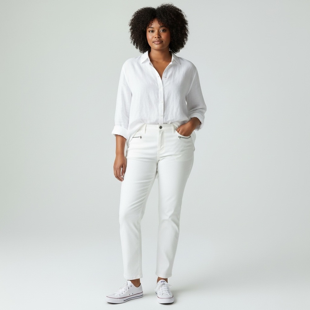 Sandra Augelazzi - White Flat Front Ankle Crop - Size 6 (36)